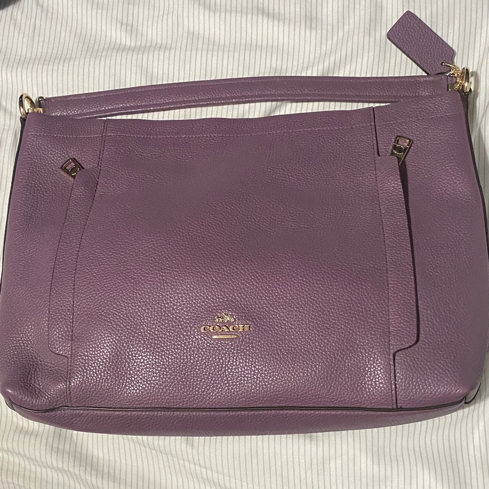 Coach Purple Leather Shoulder Bag